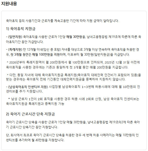 2026년 육아휴직 지원금 상한액 250만원 인상 및 사후지급금 폐지 상세 내용 안내